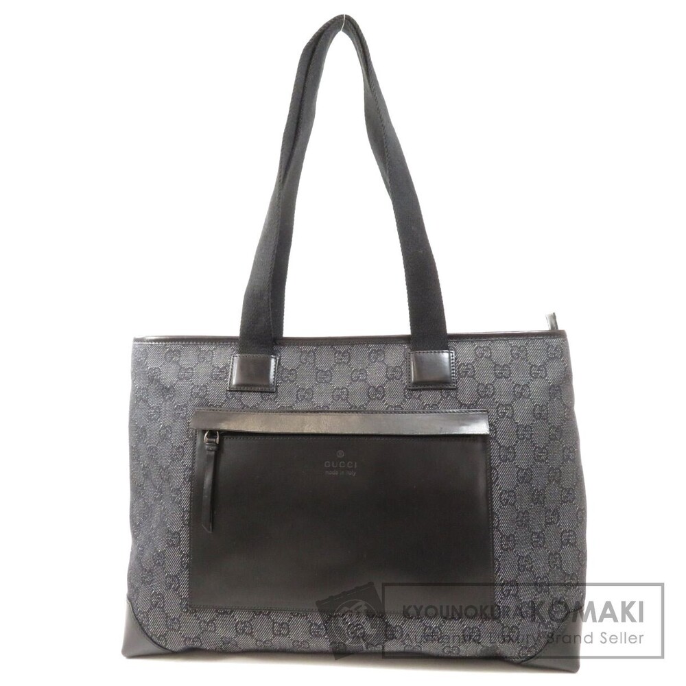 Gucci GG Denim Tote bag canvas black leather